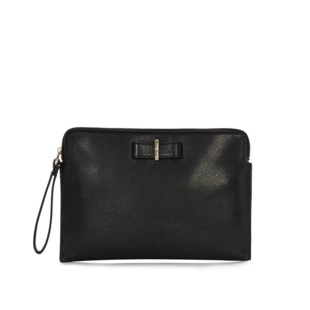 Karen Millen Black Faux Leather Clutch Bag